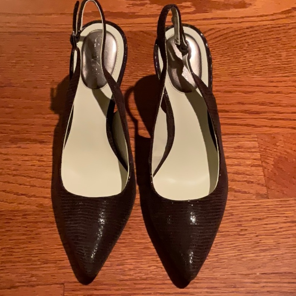 Calvin Klein 2 1/2 inch slingback brown